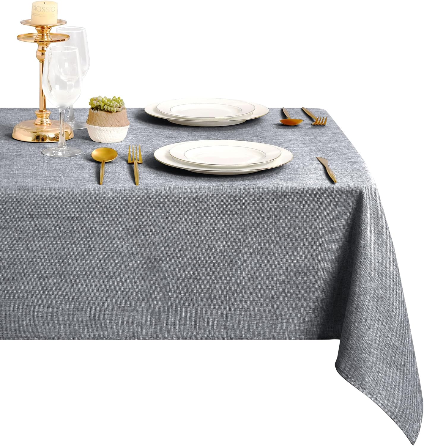 DWCN - nappe aspect lin - 135x135cm - lavable, imperméable, anti-tache, DWCN