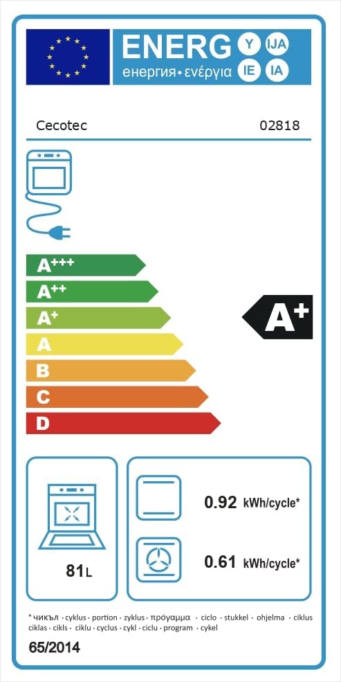 Cecotec - Four pyrolyse 60cm, 81L, 3400W, 11 fonctions Edge P506000