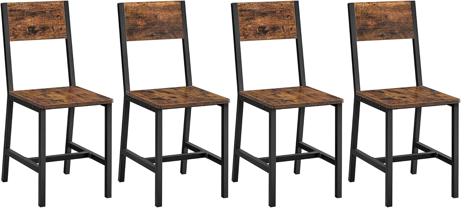 VASAGLE - chaises industrielles, lot de 4 acier, marron/noir, LDC093K02