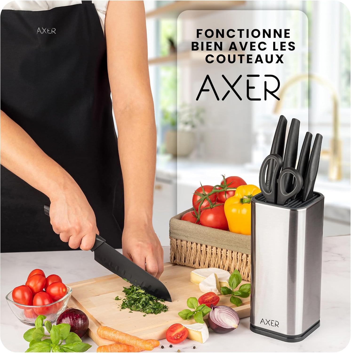 Porte-couteaux cuisine inox - grande capacité 8+ couteaux - design vide