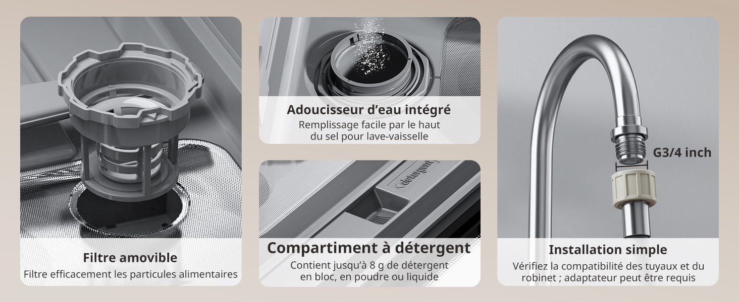 Schéma d'installation technique montrant les étapes de montage et de raccordement d'un appareil monté au plafond, avec plusieurs panneaux d'instructions.