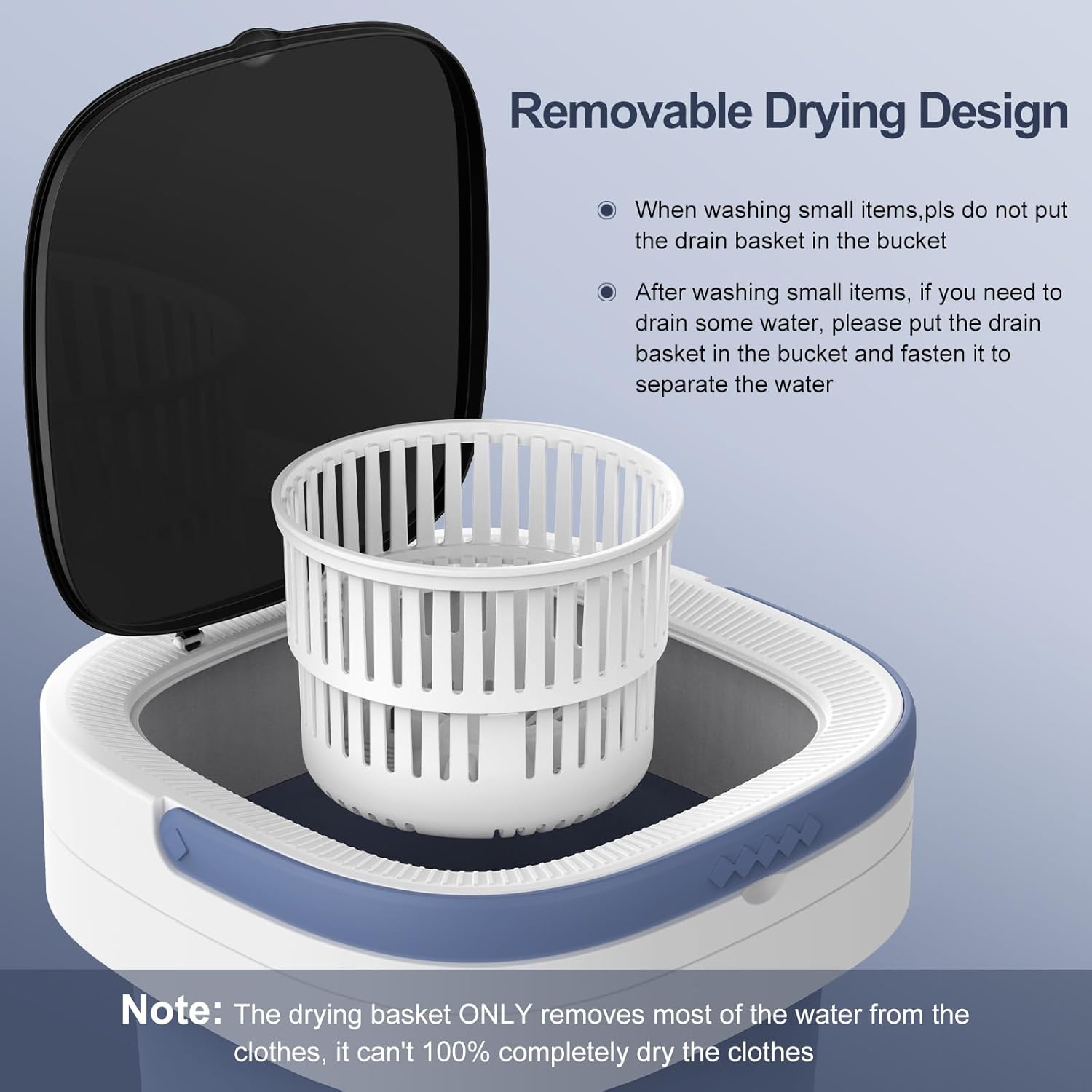 Mini machine à laver - 12L, pliable, 3 modes, panier essorage amovible