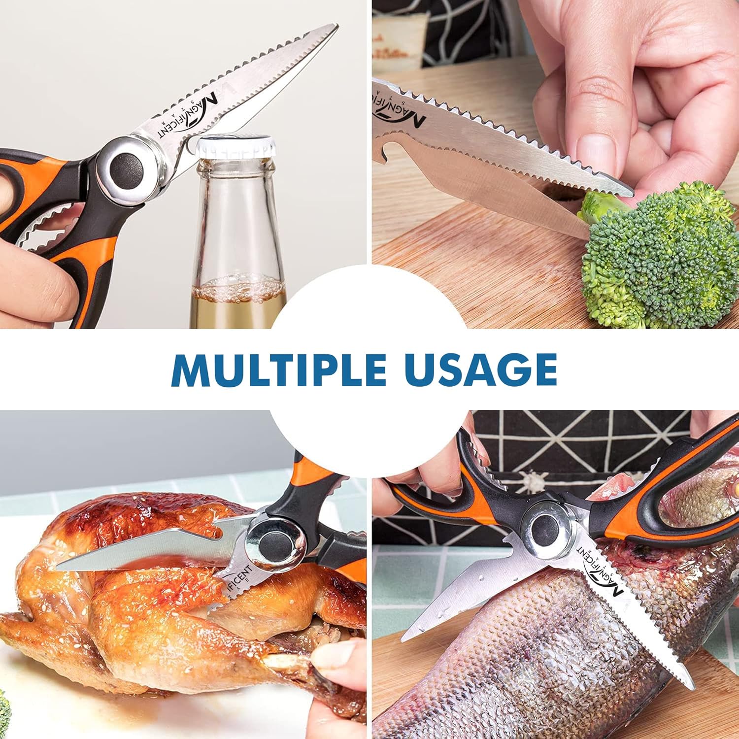 Ciseaux de cuisine - multifonctions, prise douce, housse de sécurité