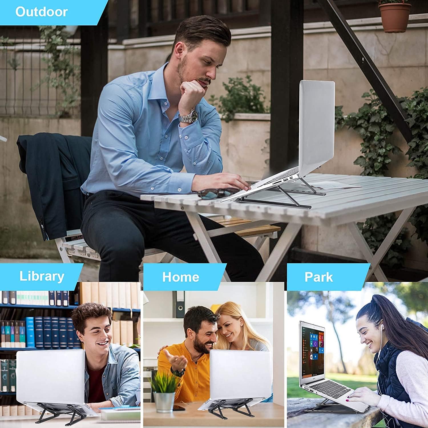 Support ordinateur portable - aluminium réglable - 10-17,3’’ - ventilé, ergonomique, compatible MacBook, HP, Dell, 10PCS