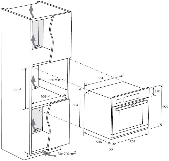 Haier - I-Direct Series 2 - four 70L, pyrolyse, Wi-Fi, inox - HWO60SM2P8XH