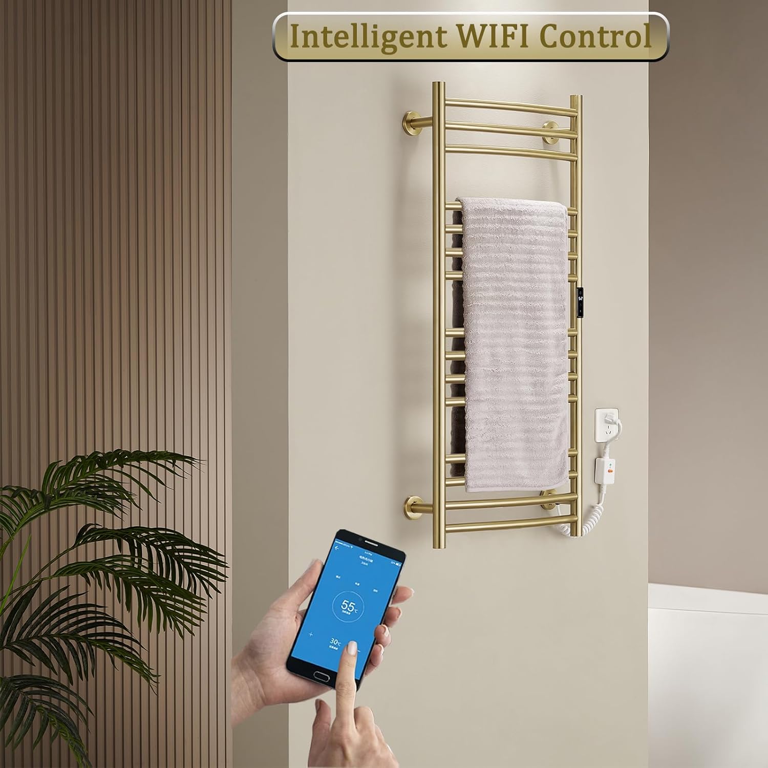 ESOP - sèche-serviette électrique série Or Brossé, 110x60 cm, WiFi, LED, 15 barres, 185W - ESOPSP11060