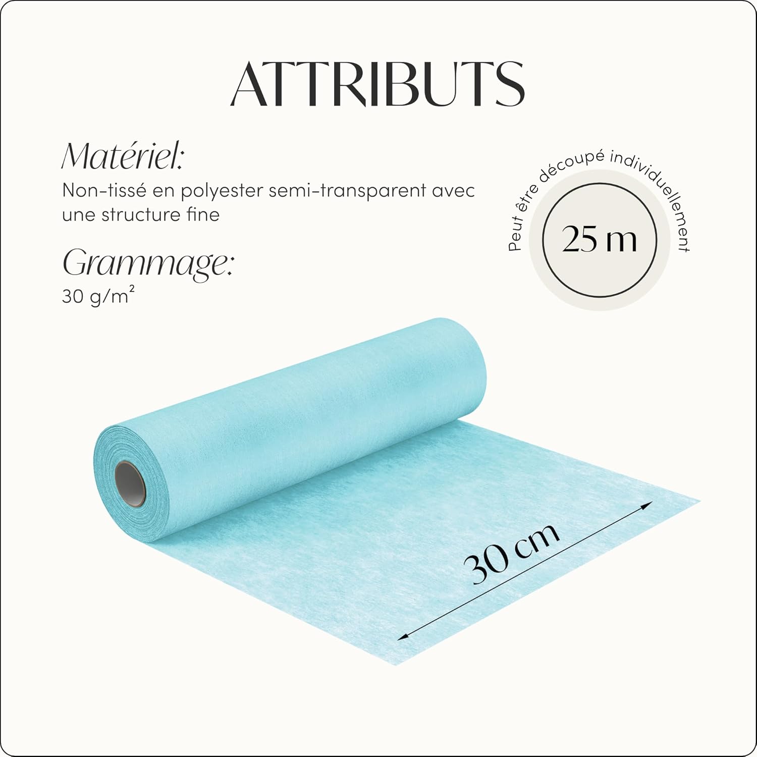 100%Mosel - Chemin de table non-tissé - 30x2500 cm - Bleu ciel, nappe festive