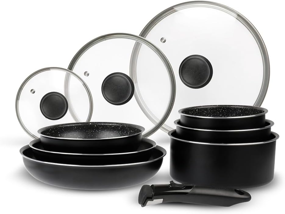 Sitram - Batterie de cuisine 10 pièces, aluminium, induction, manche amovible - 713499