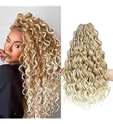MLETUILPS Pre Looped Ocean Wave Cheveux Hair 8 Packs Boho Curly Crochet Hair Short Ocean Braids P...