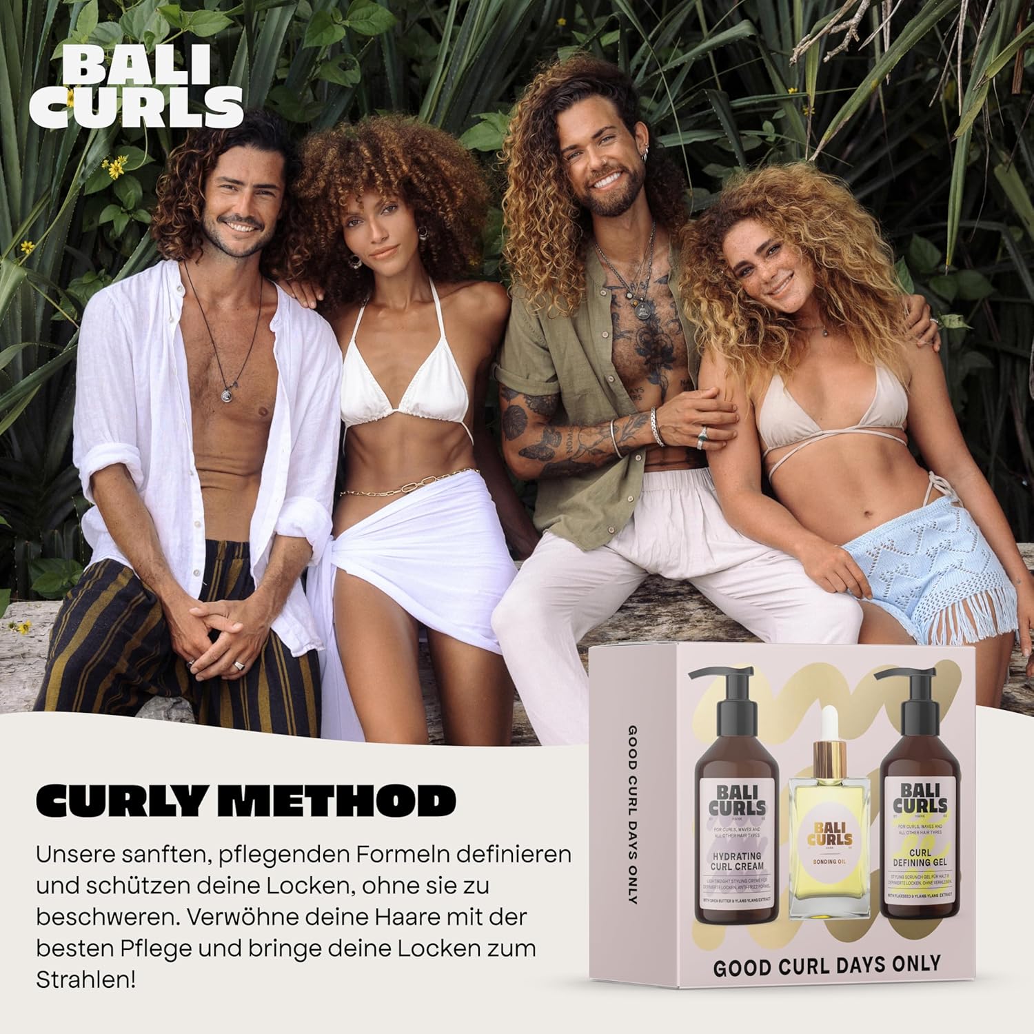 BALI CURLS - Kit Soin Boucles 150ml/150ml/30ml - hydratation, définition, brillance
