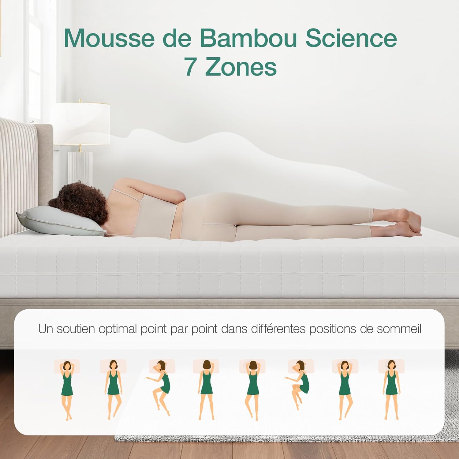 Novilla - Matelas 7 zones mousse - 90x200 cm, 18 cm, housse amovible