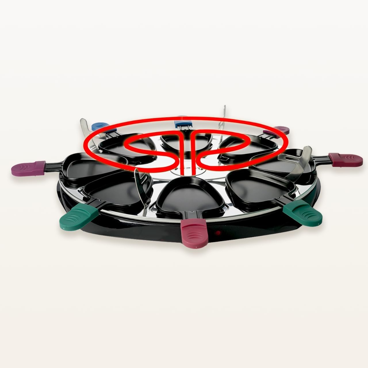 Poêlon à raclette triangulaire, antiadhésif, 18x10cm, 8 mini poêlons et 8 spatules bois