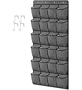 Veronly Organiseur de porte pour chaussures, étagère à chaussures porte avec 24 grandes poches, rangement chaussures...