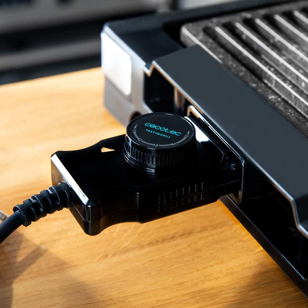 Cecotec - Tasty&Grill 2000 Inox - thermost. réglable, 2000W, surface RockStone