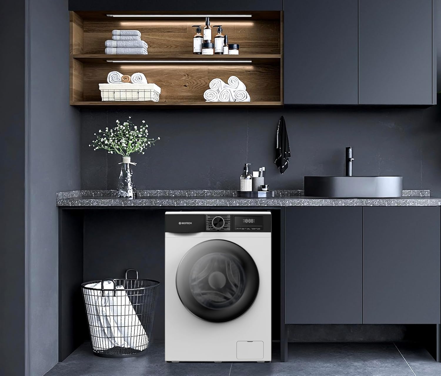 GEDTECH - lave-linge frontal 8kg 1400tr/min, classe A, 16 programmes - GLL81400WH