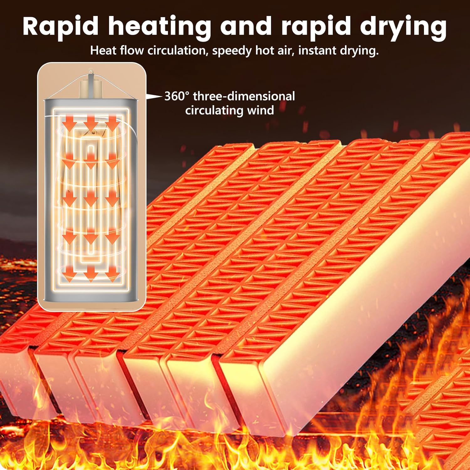 Sèche-linge portable pliable, 500W, minuterie, LED, séchage rapide