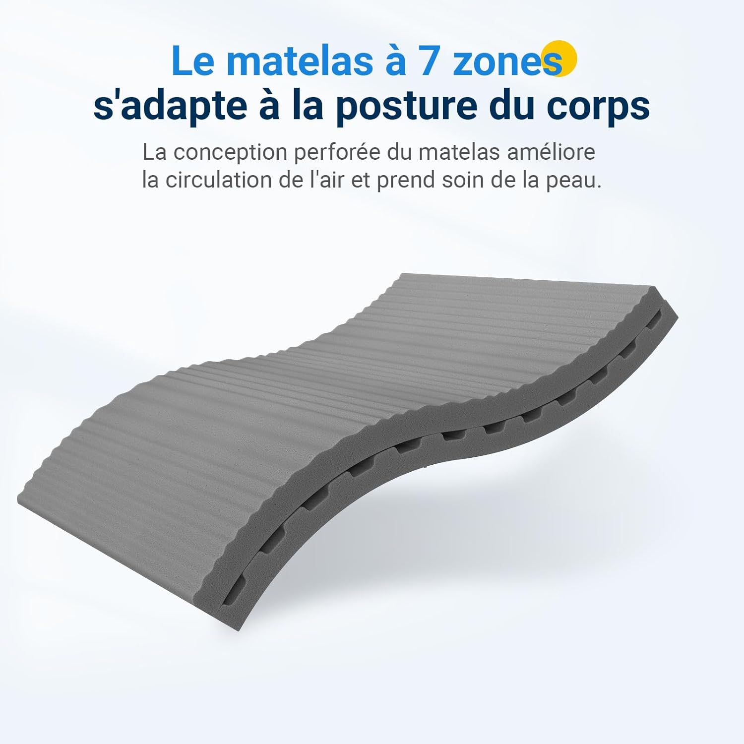 Avenco - Matelas Bambou 120x200 - 7 zones, 2 faces, ferme, housse amovible