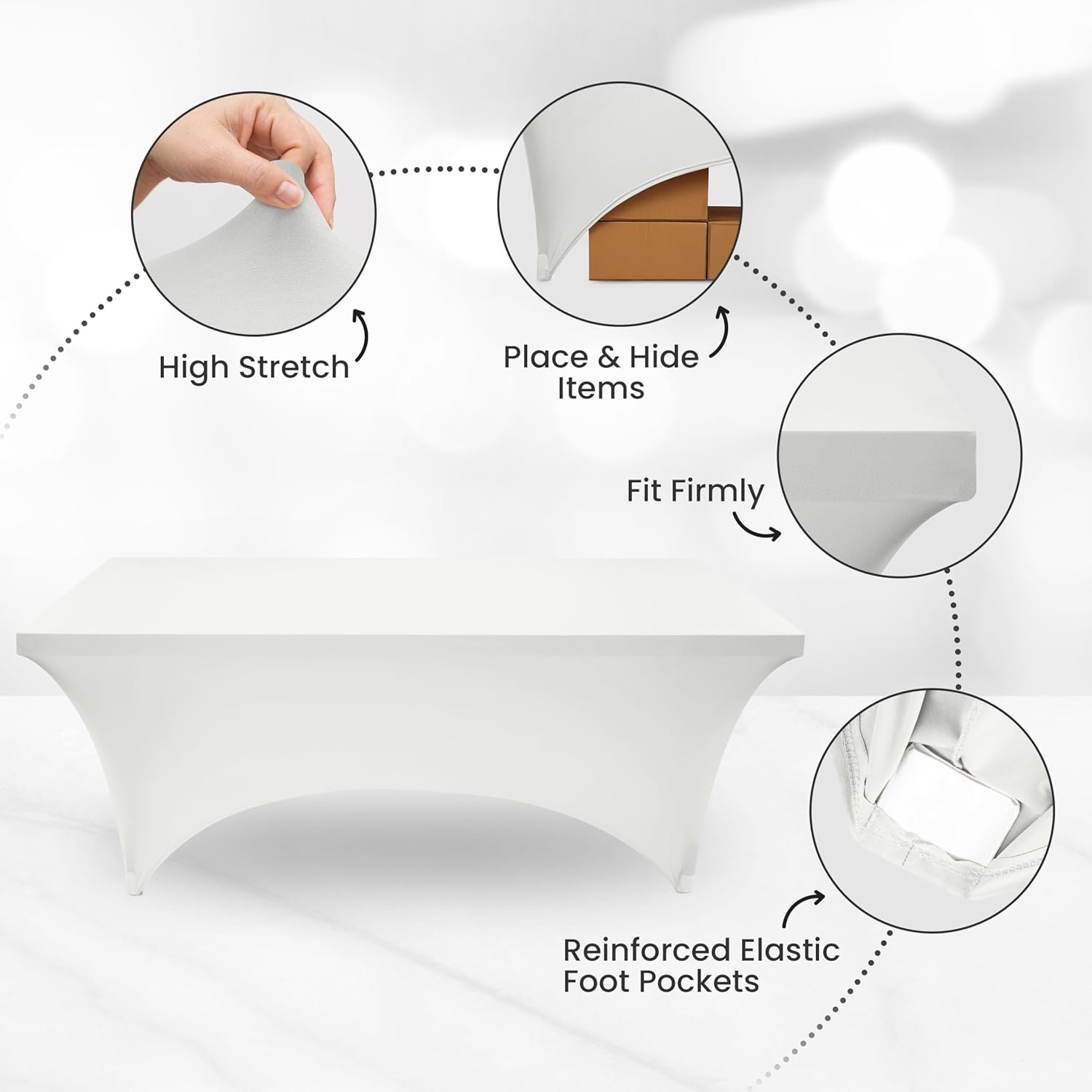 Utopia Kitchen - nappe de table extensible - 183 cm - polyester spandex, lavable, blanc