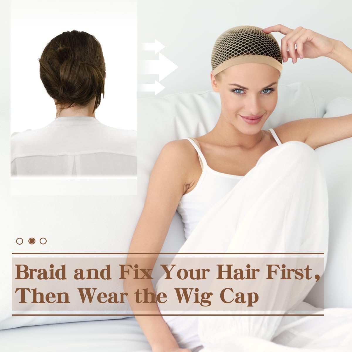 Dreamlover - Bonnet perruque femme - 3 pièces - filet cheveux nude