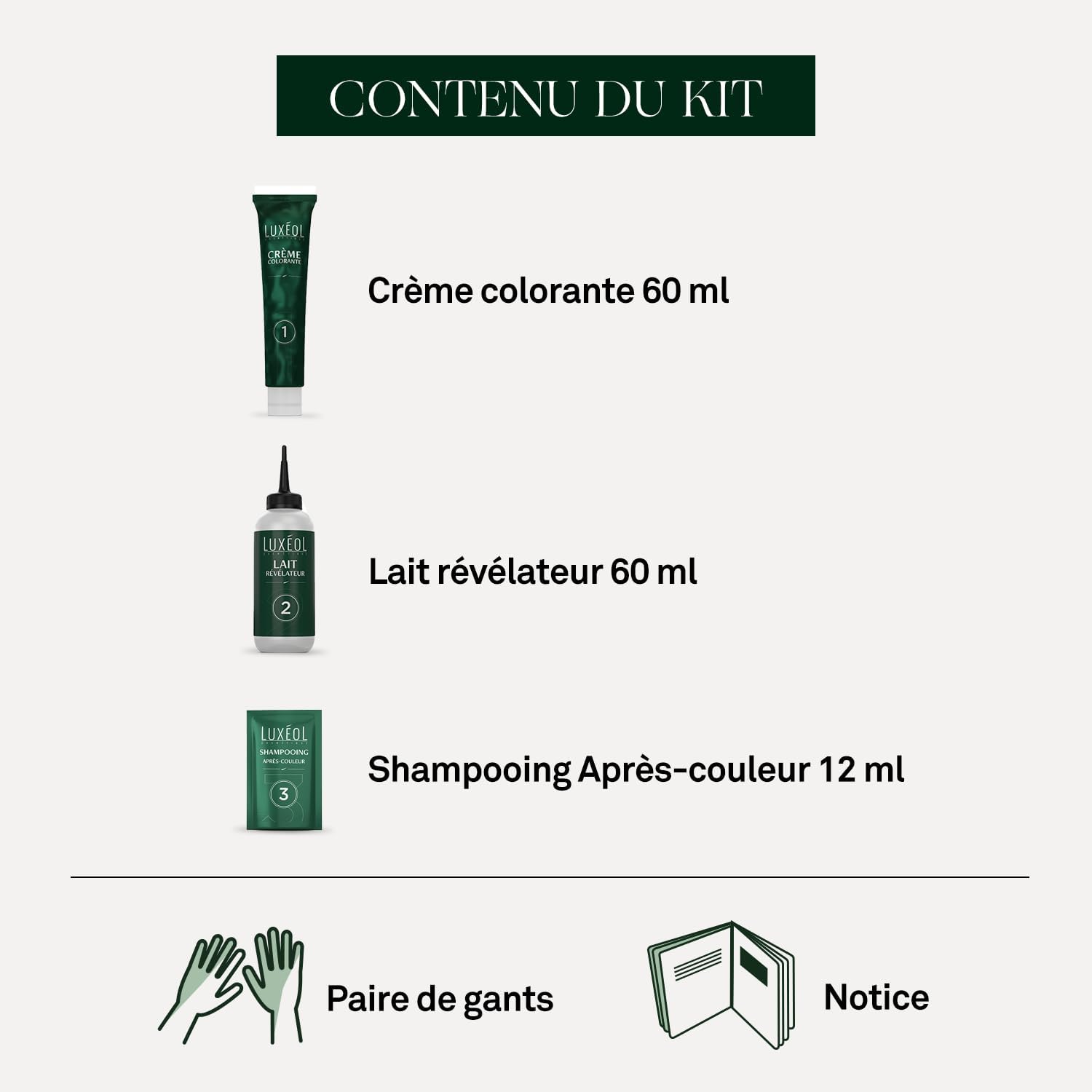 Luxéol - Coloration Permanente 1N - 60ml - Noir, sans ammoniaque, couvre 100% cheveux blancs