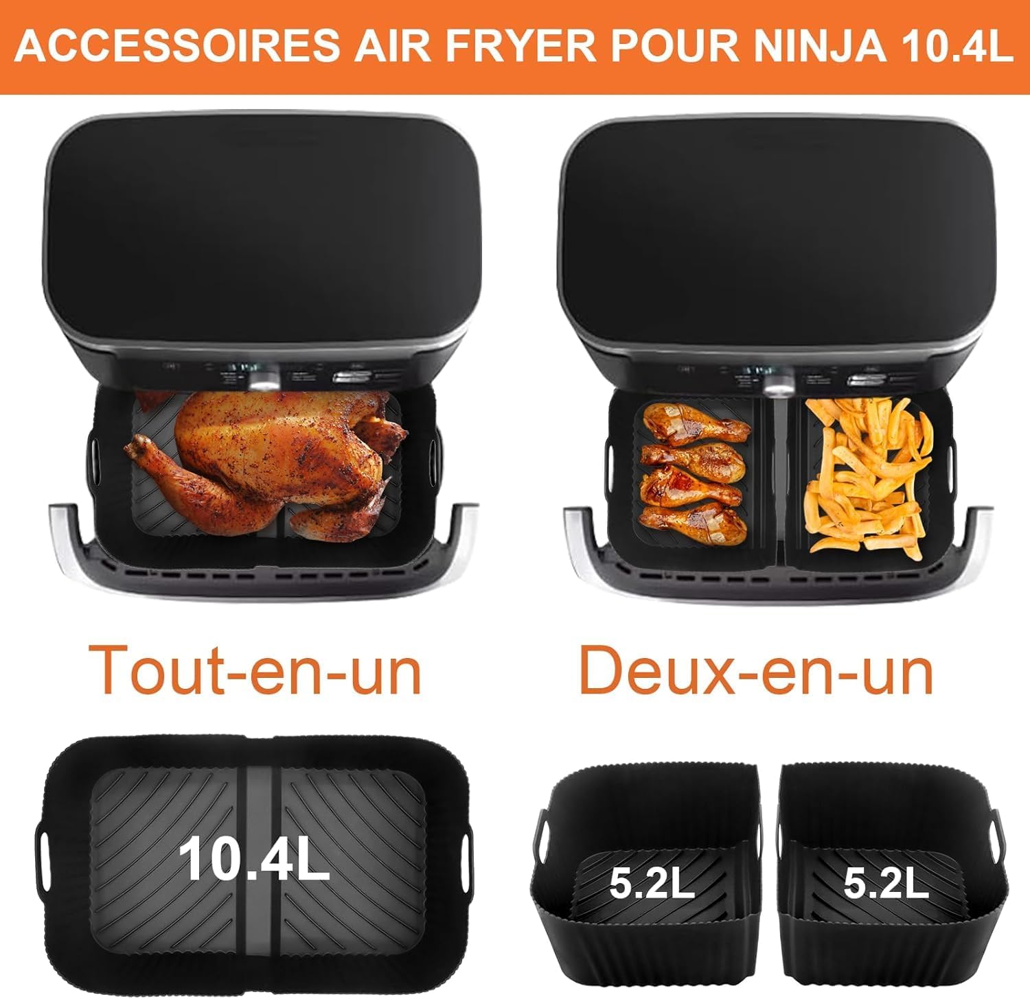 Accessoires air fryer - lot de 3 - 10,4L - compatibles Ninja Foodi AF500EU