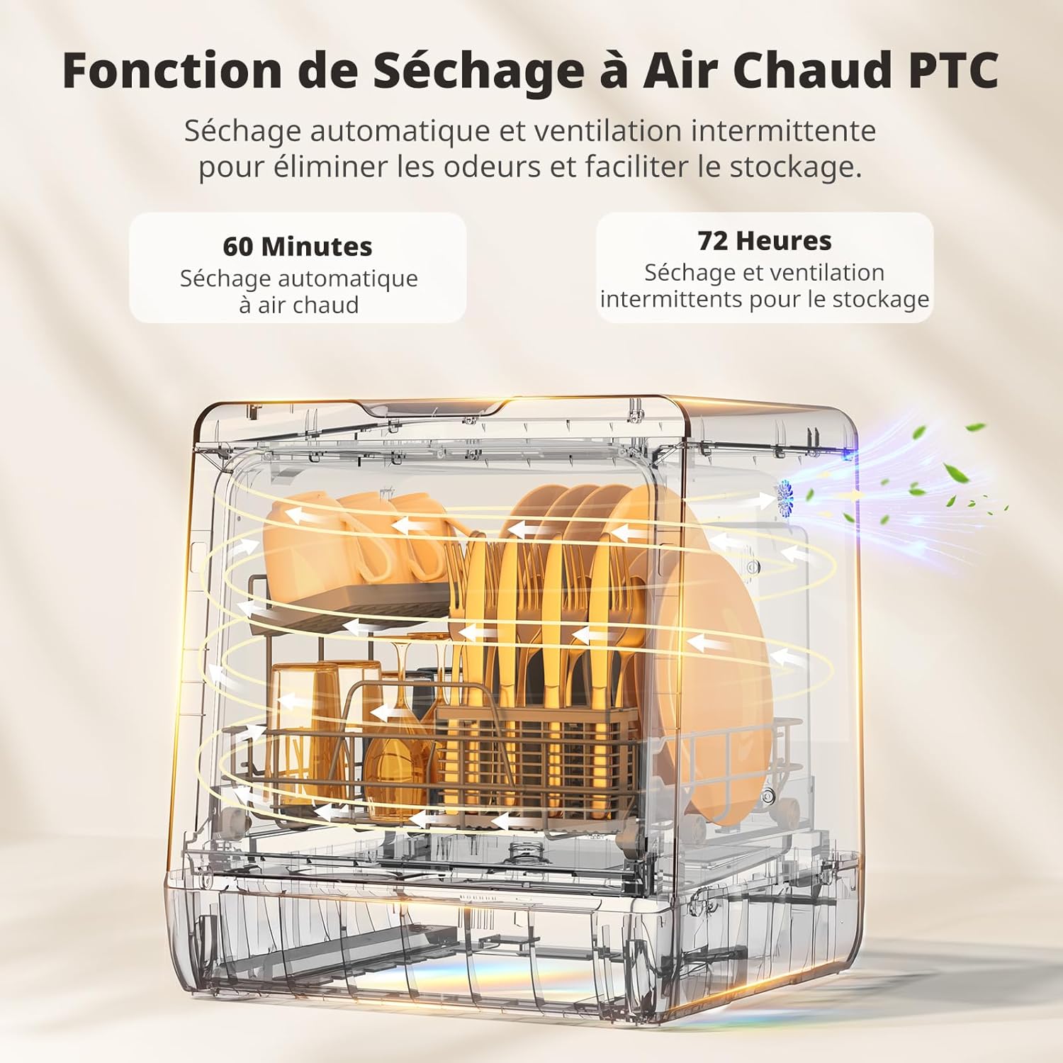 AIRMSEN - Mini lave-vaisselle portable 5L - 8 programmes, départ différé, sécurité enfant