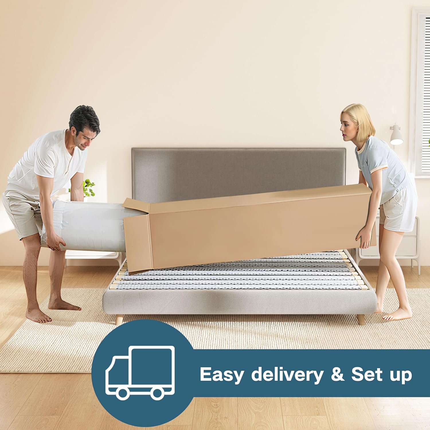 PurrJoys - matelas simple gel H3 - 90x190x25 cm - mémoire forme, housse lavable