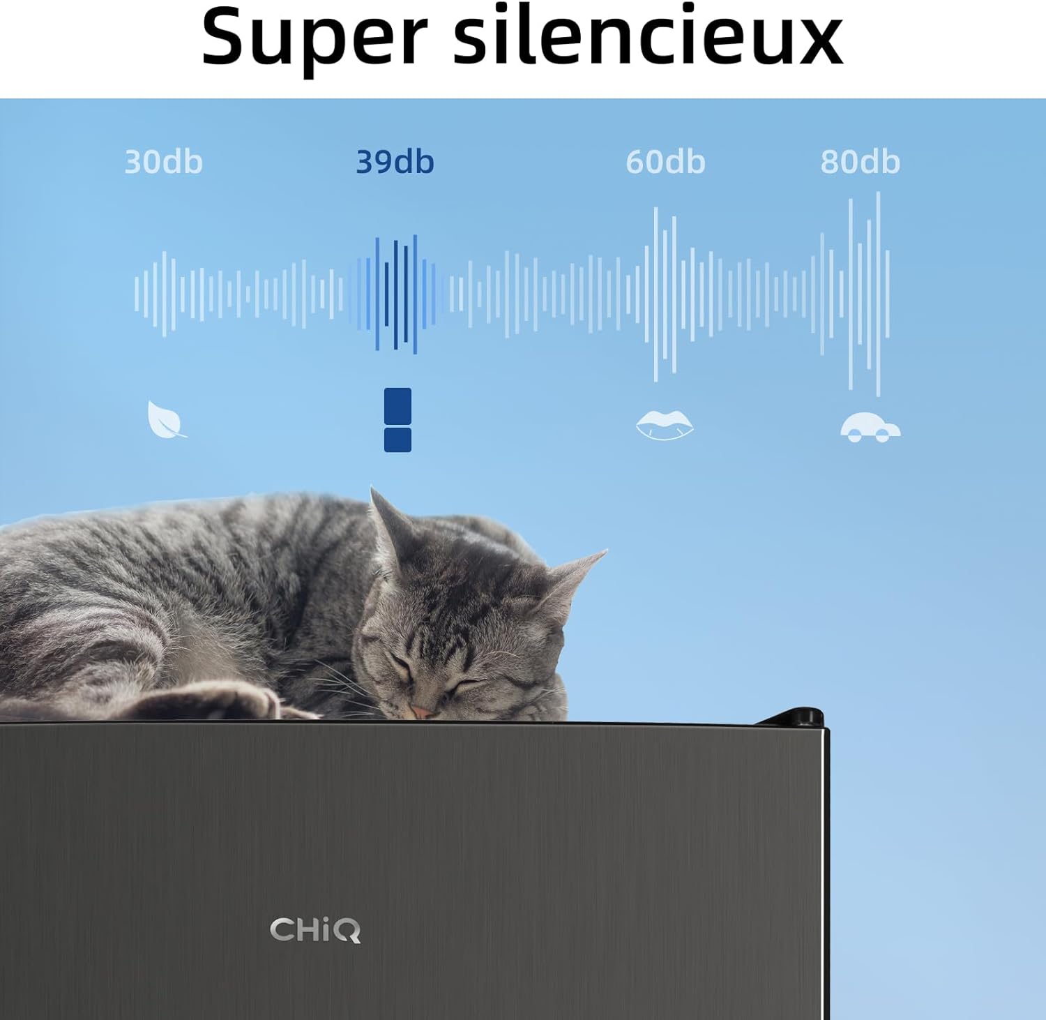 CHIQ - FBM157L42 - 157L, 47cm, low frost, portes réversibles, 39 dB