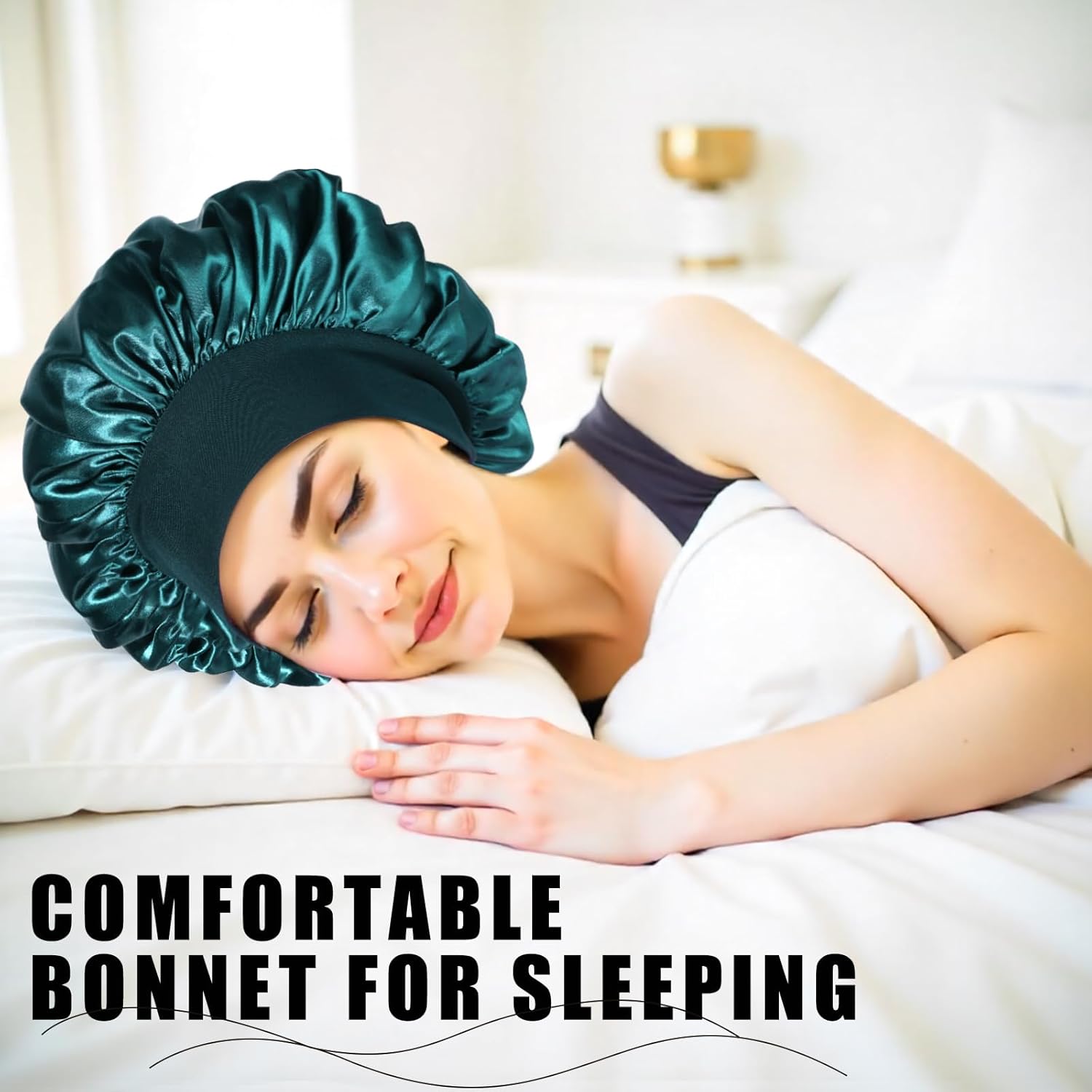 Bonnet de nuit satin - élastique, soin cheveux, doux, réglable