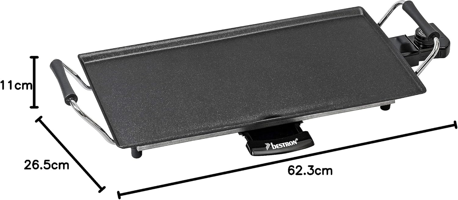 Bestron - Plancha électrique - 4 pers. - Température réglable, anti-adhésif