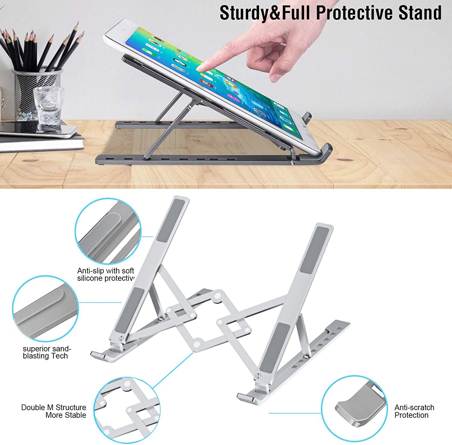 Support ordinateur portable - aluminium réglable - 10-17,3’’ - ventilé, ergonomique, compatible MacBook, HP, Dell, 10PCS