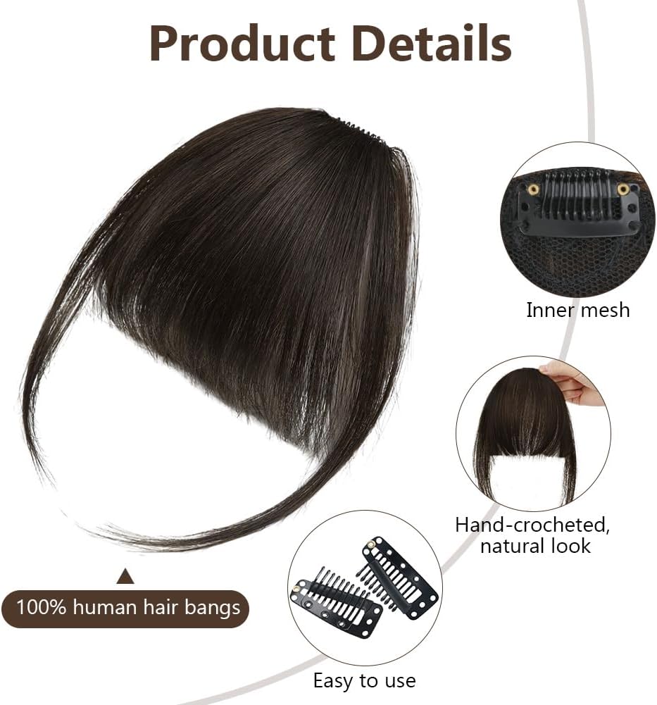 Extension Frange à Clip - air bangs - marron noir - effet naturel