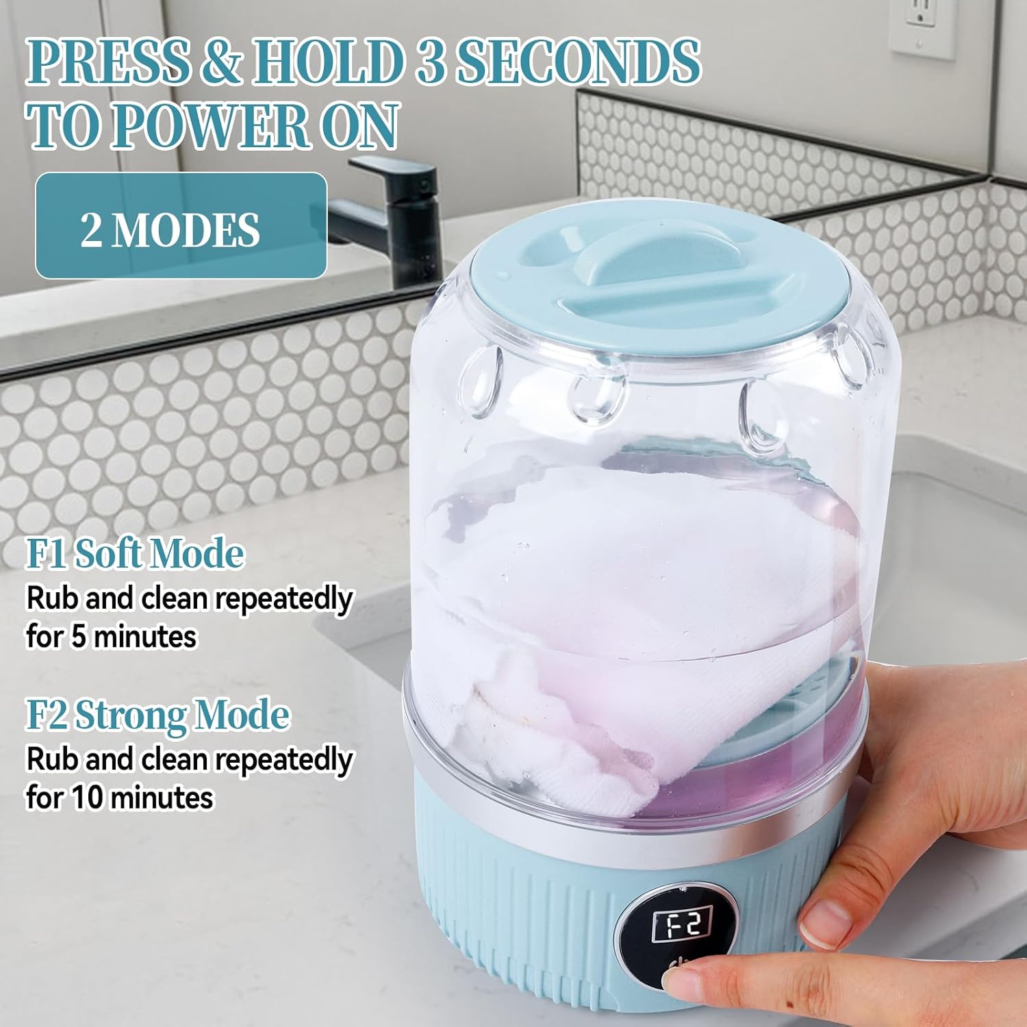 Mini machine à laver portable - compacte - 2 modes - rechargeable sans fil