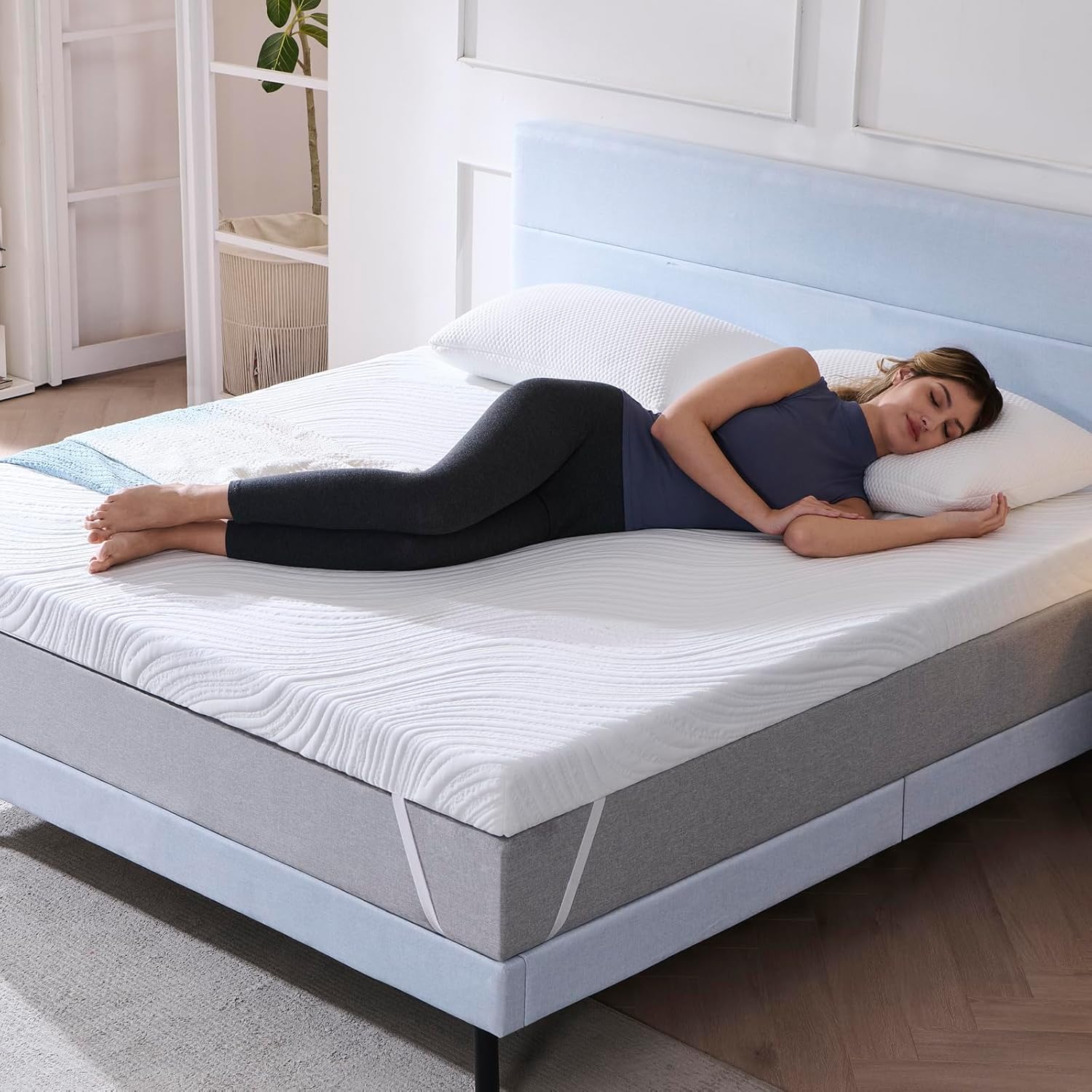 Surmatelas - mémoire de forme, 160x200x7,5cm, housse lavable, antidérapant