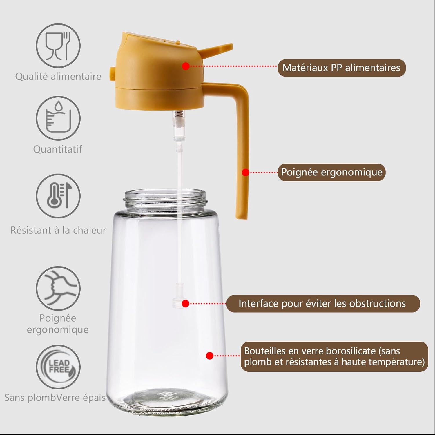 Spray huile cuisine - 470ml - olive, distributeur, jaune