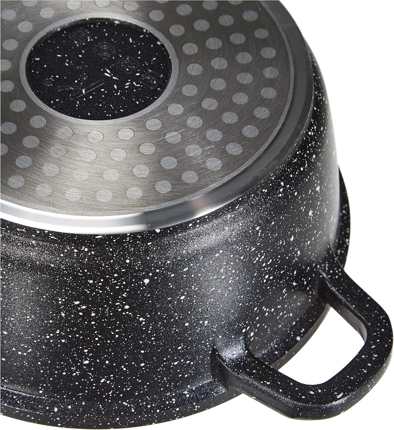 Kamberg - Marmite fonte aluminium 28 cm, revêtement pierre, induction, couvercle verre, 0008033