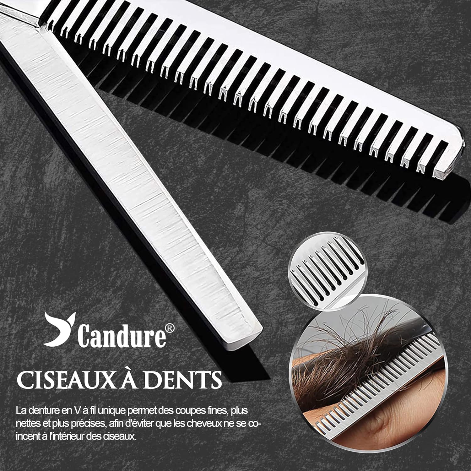 Candure - Ciseaux Désépaississant 6.5'' - Acier inox, pro coiffure