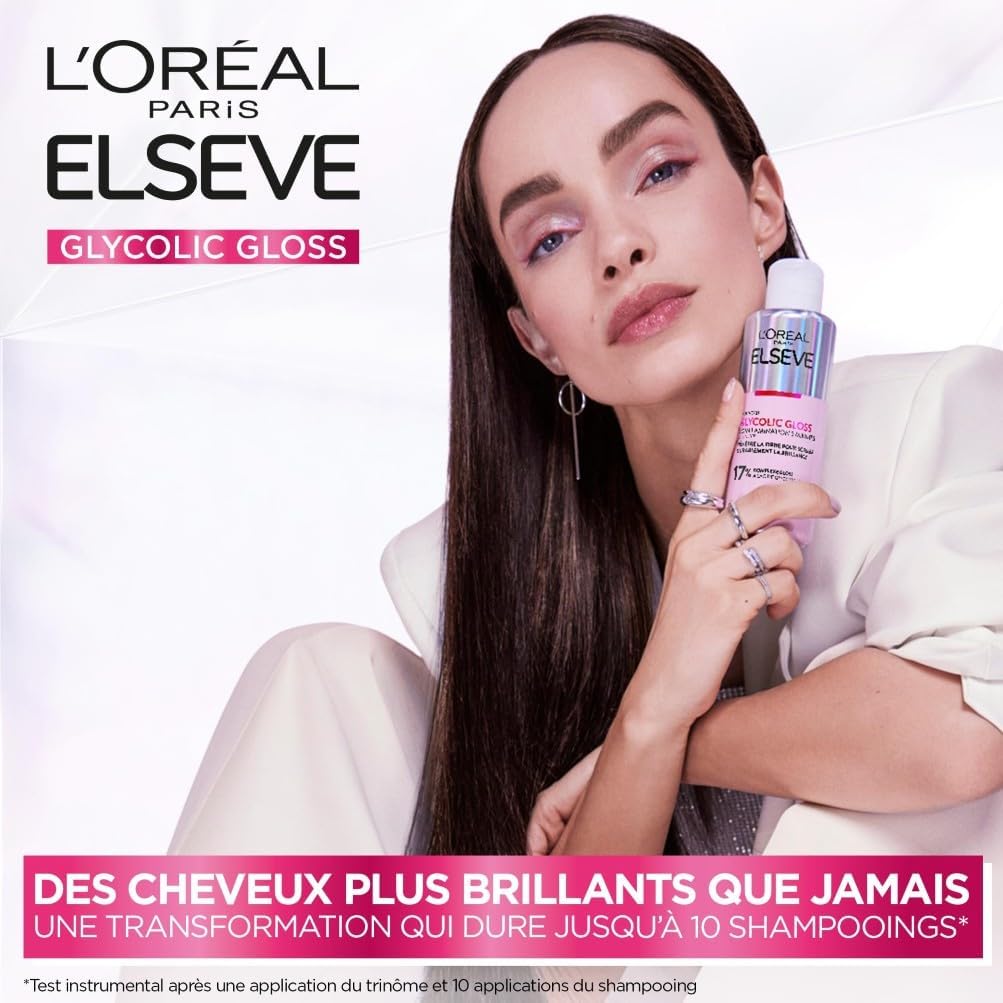 L'Oréal Paris - Elseve Glycolic Gloss - Routine cheveux ternes - sans sulfates - pack 3 soins