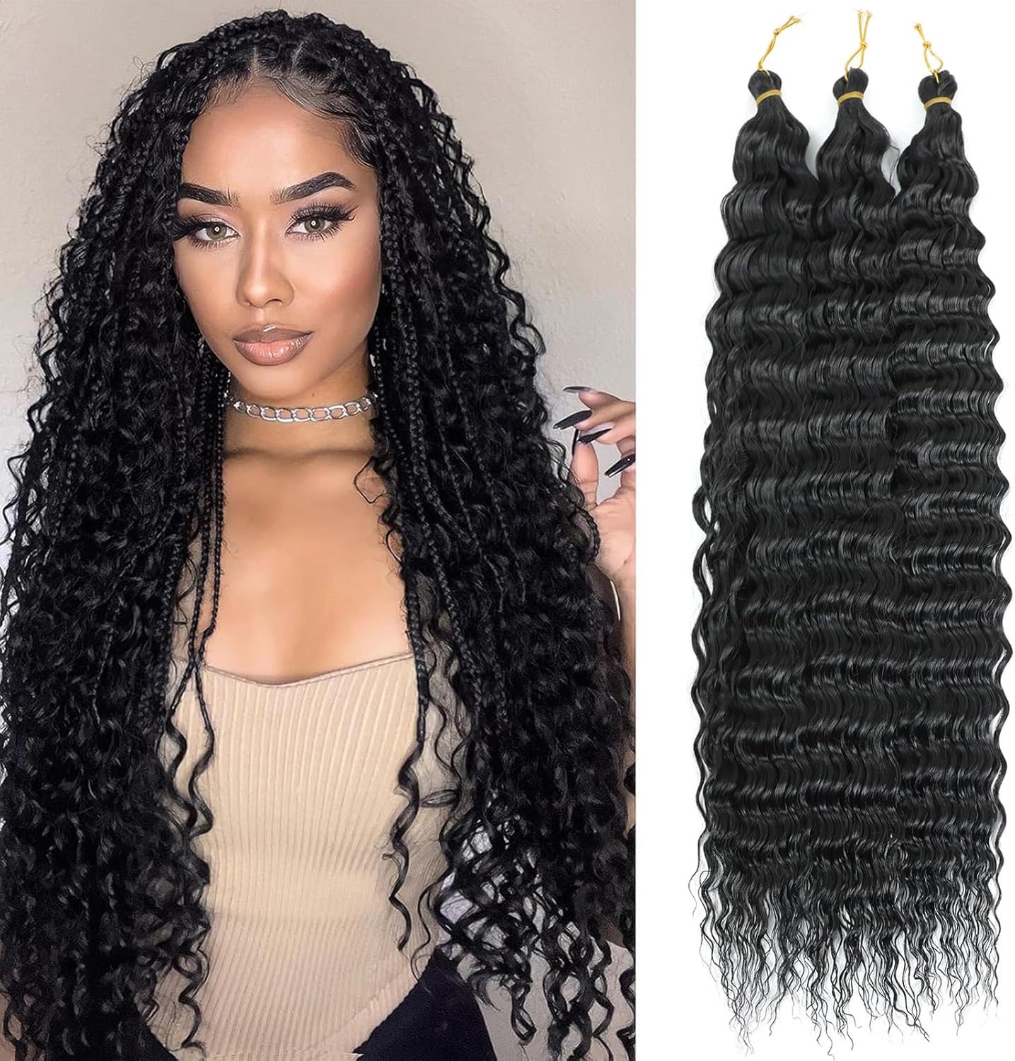 Extensions cheveux - Ocean Wave Deep Wave - 30 pouces - boucles synthétiques, pack de 3