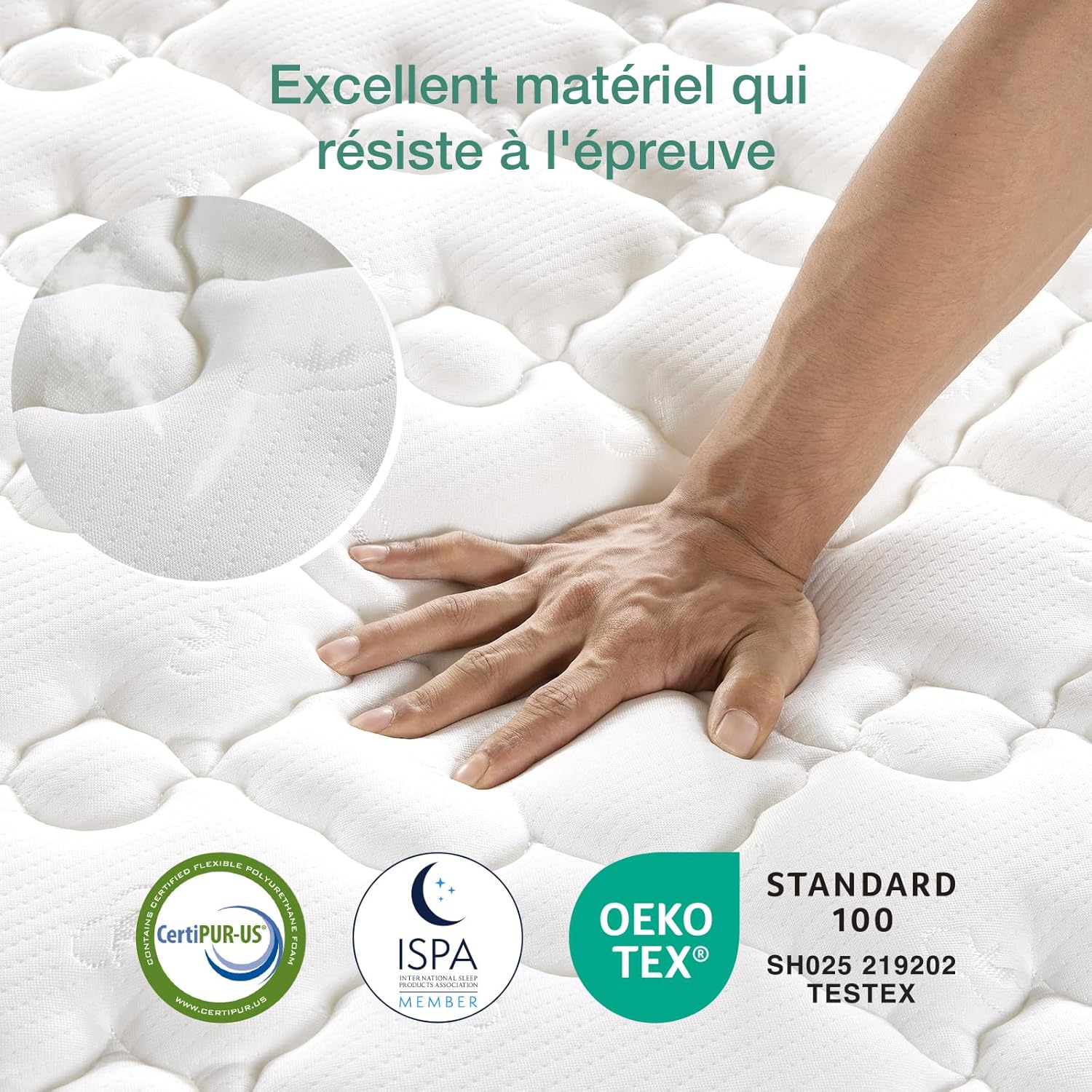 Novilla - Matelas à ressorts ensachés 7 zones 180x200 cm mousse confortable