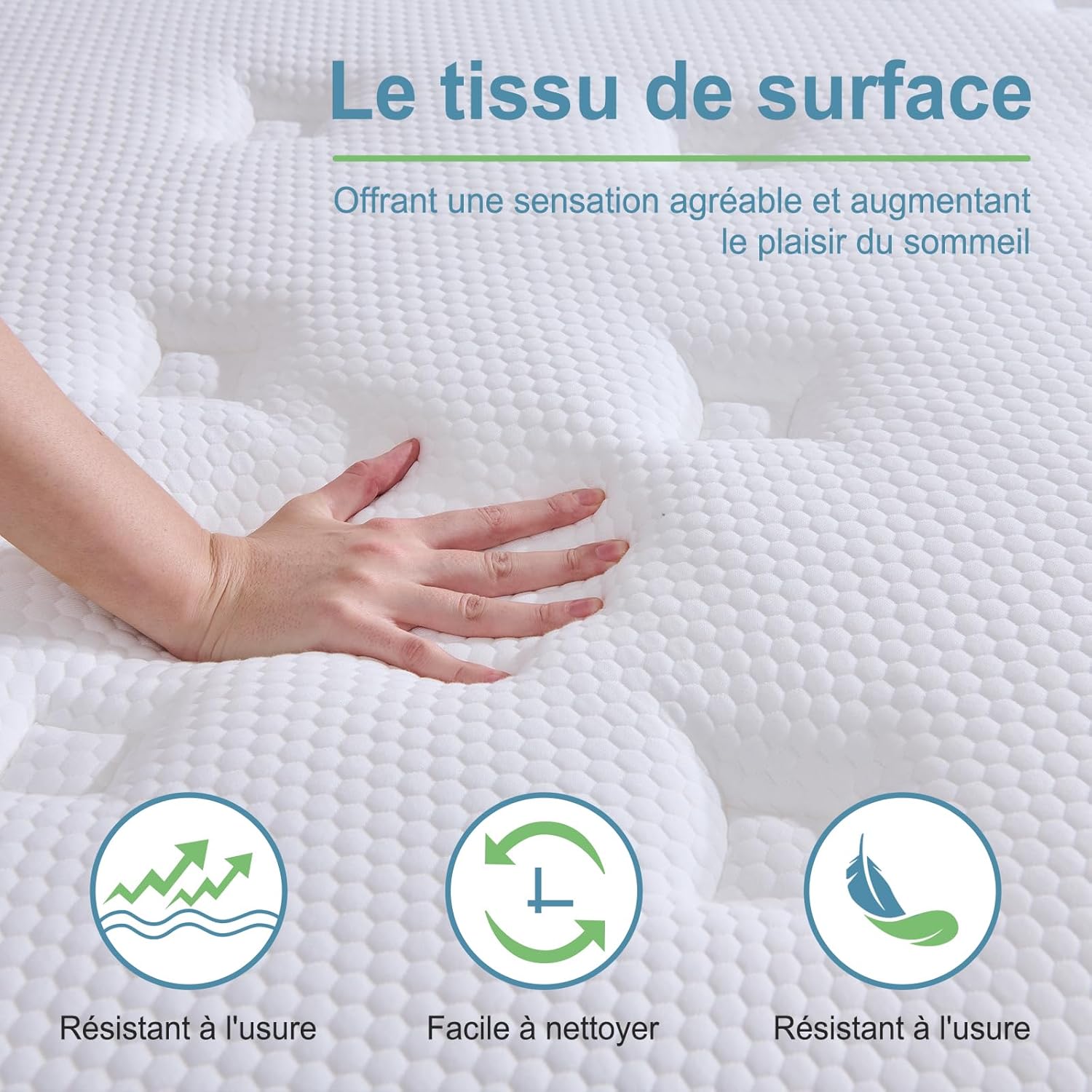 Matelas - 140x190x25 cm - ressorts ensachés, mémoire de forme, soutien parfait, respirant