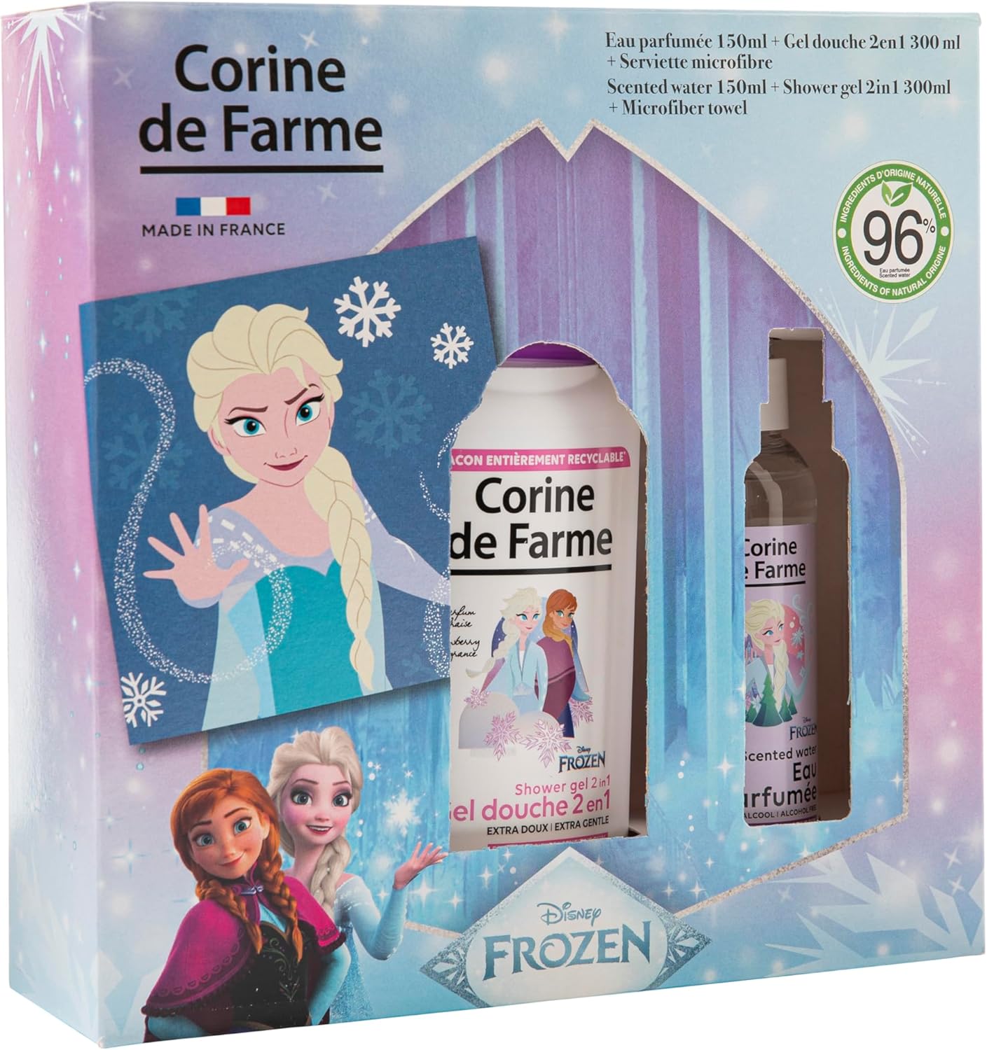 Corine de Farme - Coffret Frozen - 150ml+300ml - parfum fruité, 96% naturel, dès 3 ans