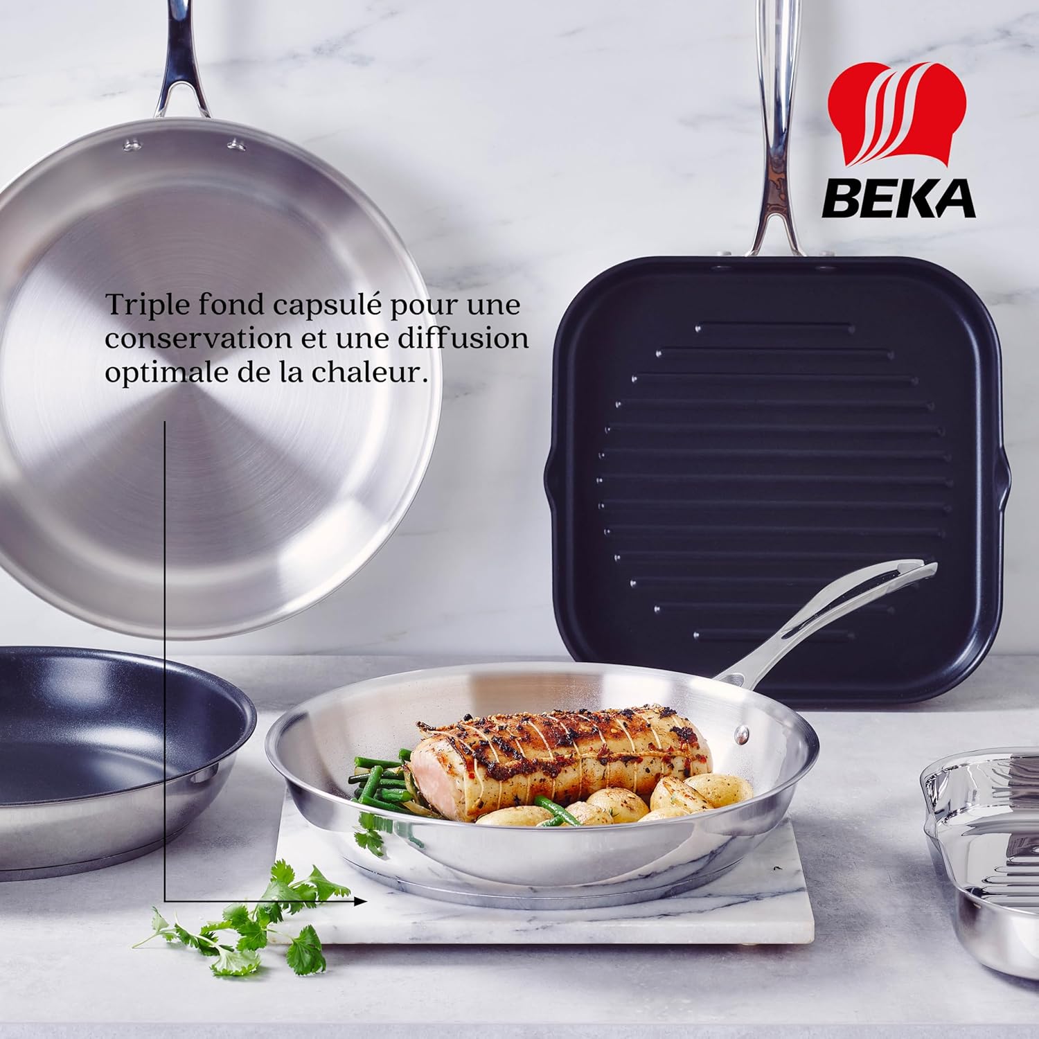 Beka - Chef - poêle inox 24 cm - induction, inox 18/10