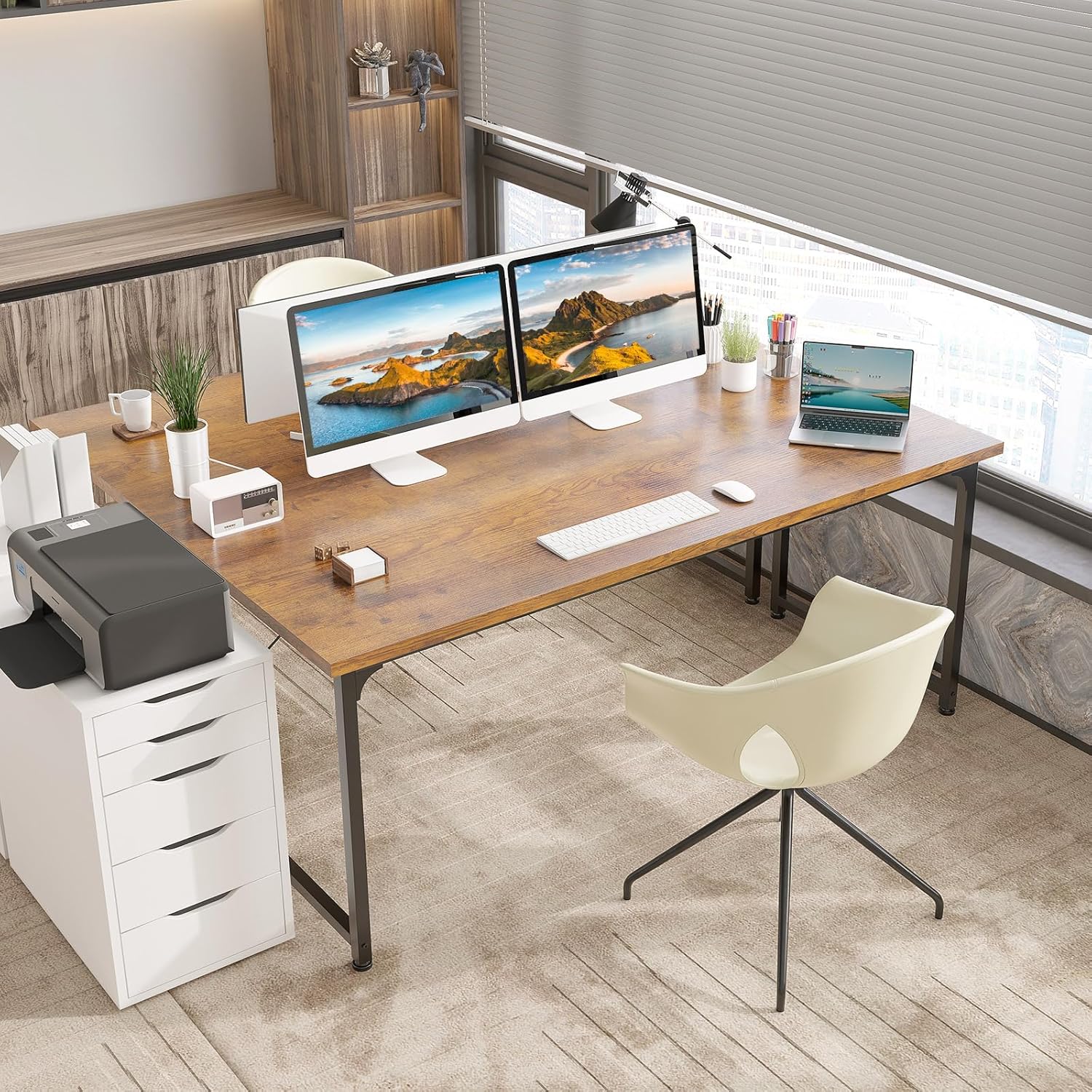 ODK - Bureau informatique série standard - 160x55 cm - Bois marron