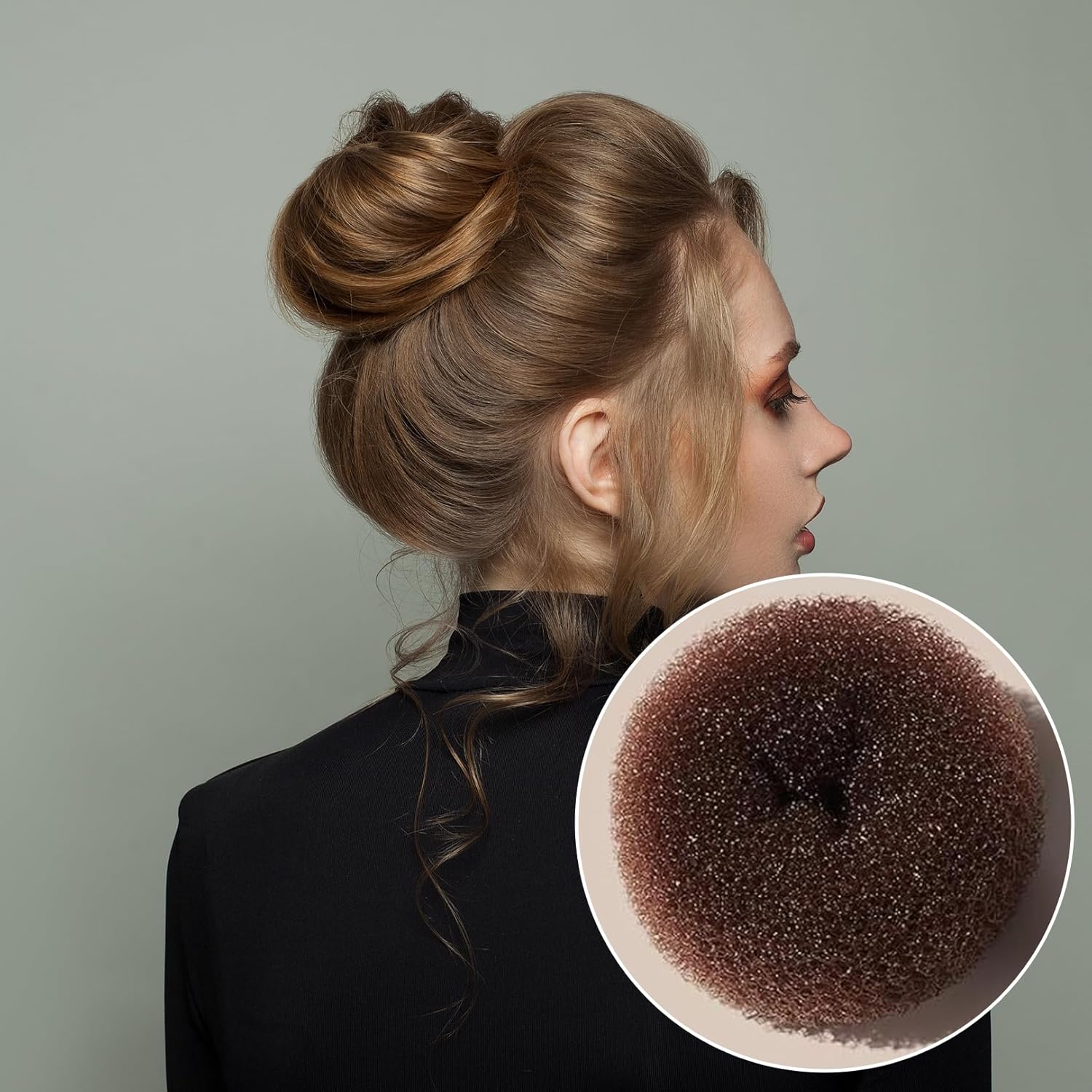 Accessoire cheveux - donut chignon marron - lot de 4 - coussin élastique