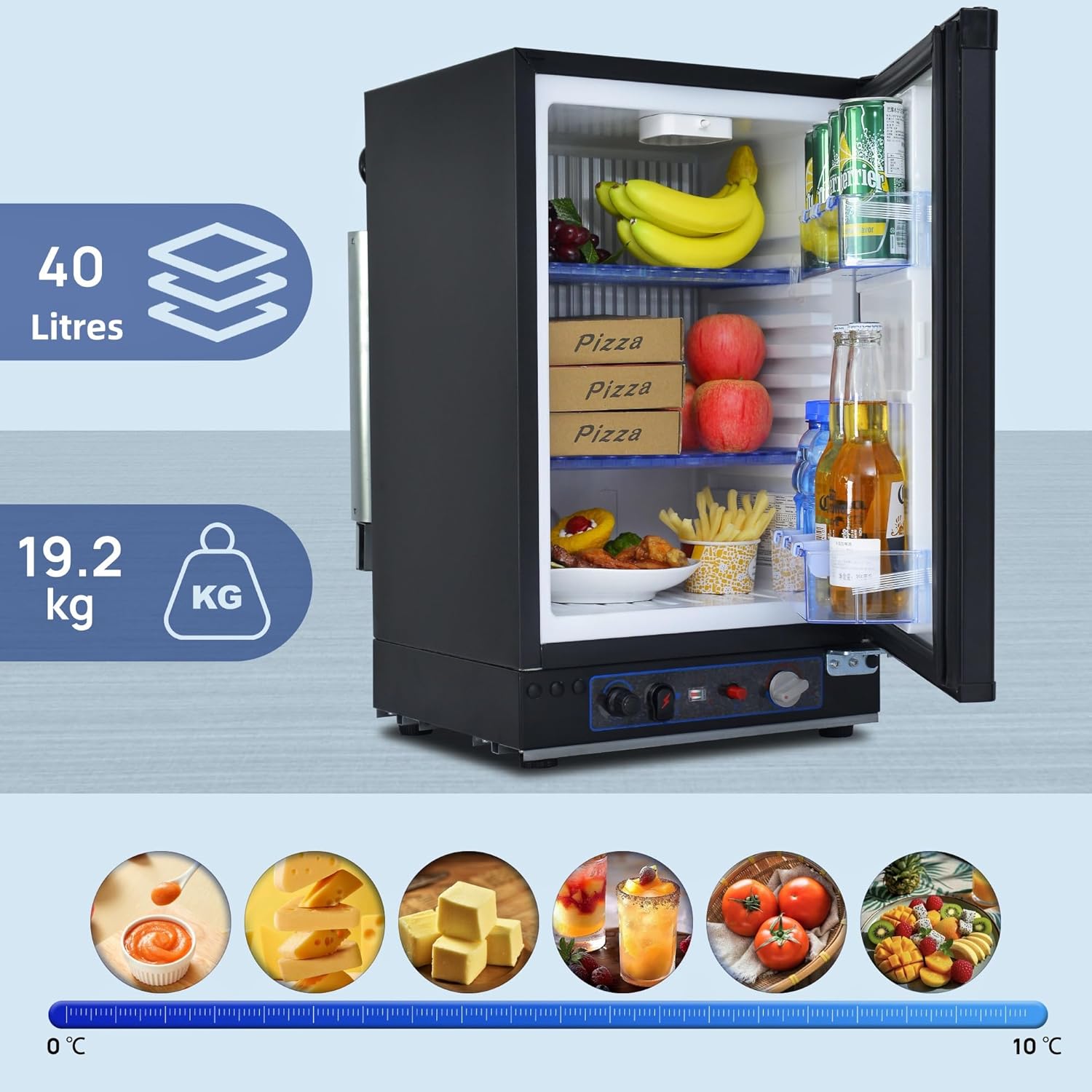 Smad - Frigo Gaz 40L - tri-mixte 12V/220V gaz, compact, noir