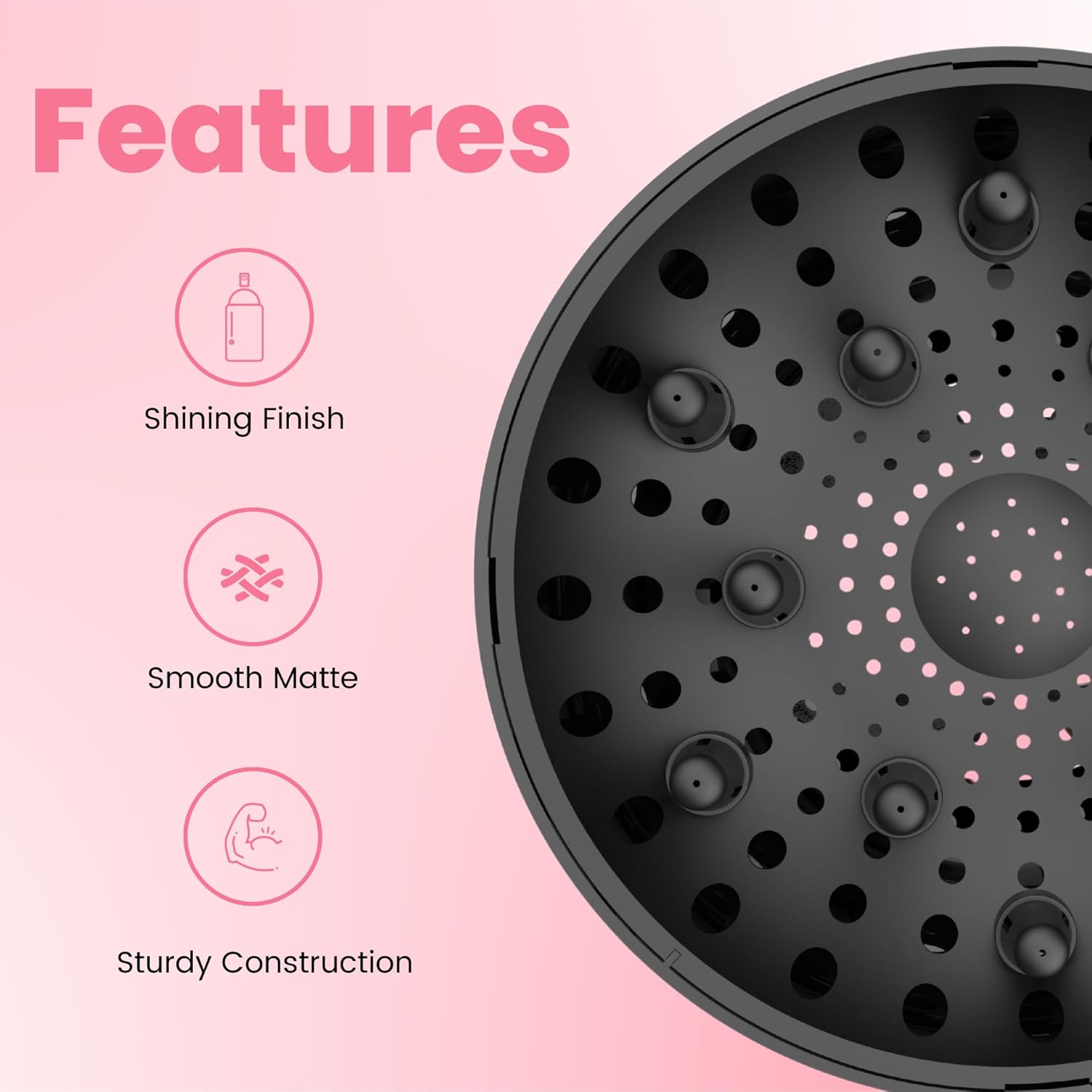 Diffuseur universel cheveux bouclés, 4.4-6.6 cm, robuste, anti-frisottis