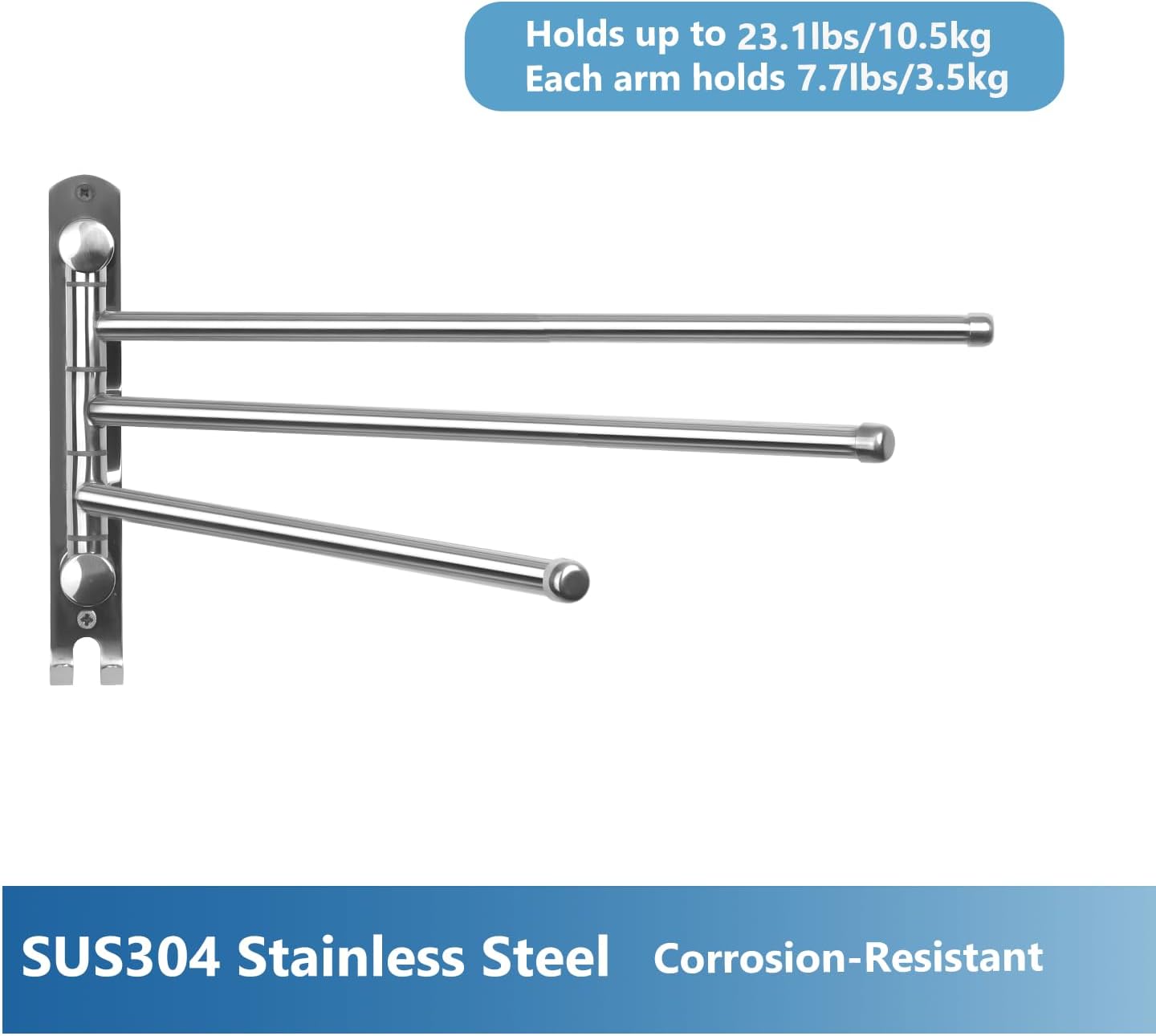 JSVER - porte-serviettes 3 barres rotatives inox 180° - salle de bain