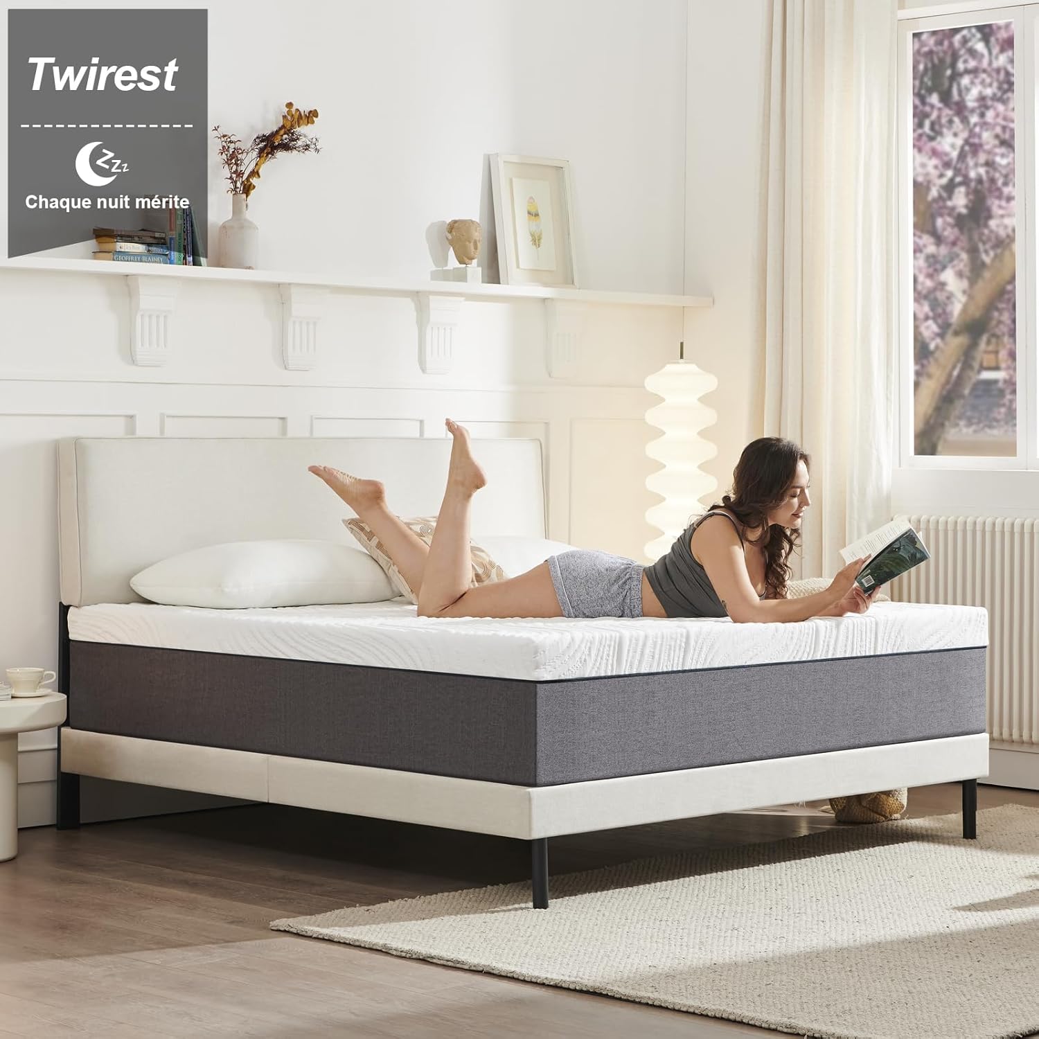 Matelas - mousse mémoire, 140x190x20cm, 7 zones, 2 faces, confort