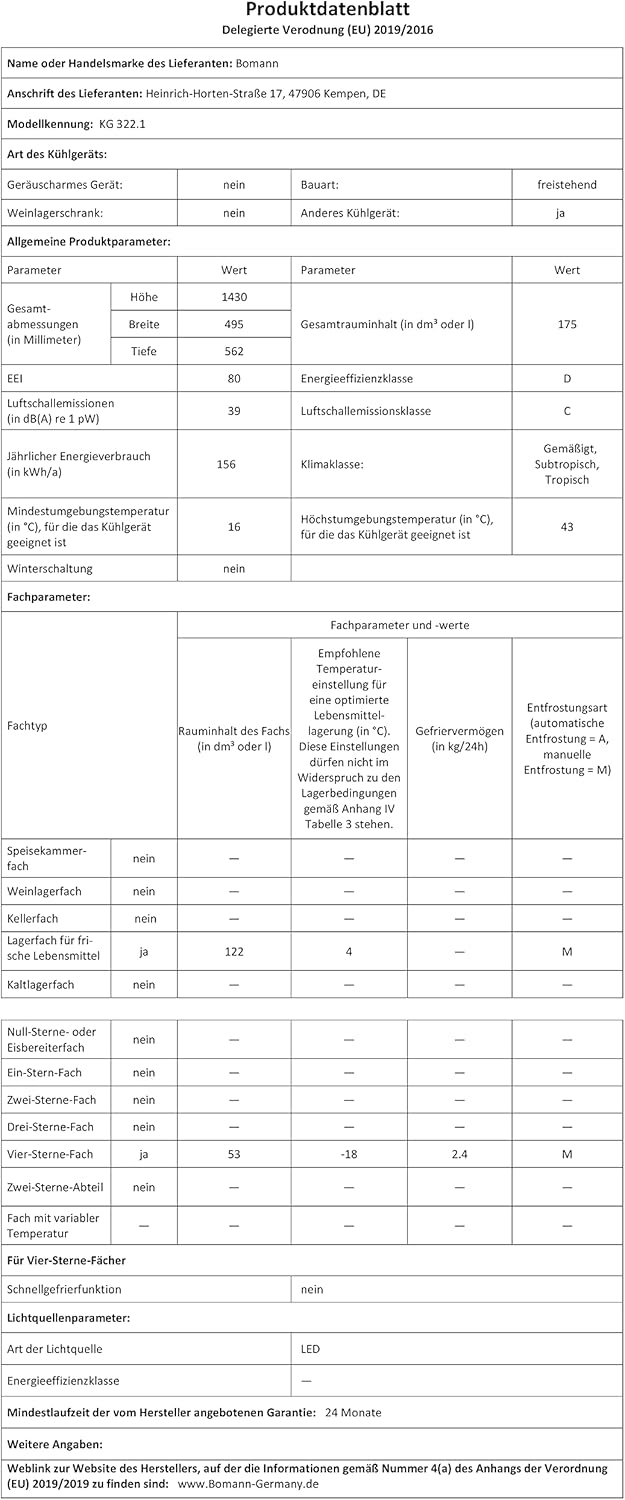 Bomann - KG322-1-blanc - réfrigérateur congélateur blanc 175L, contrôle température, pieds réglables